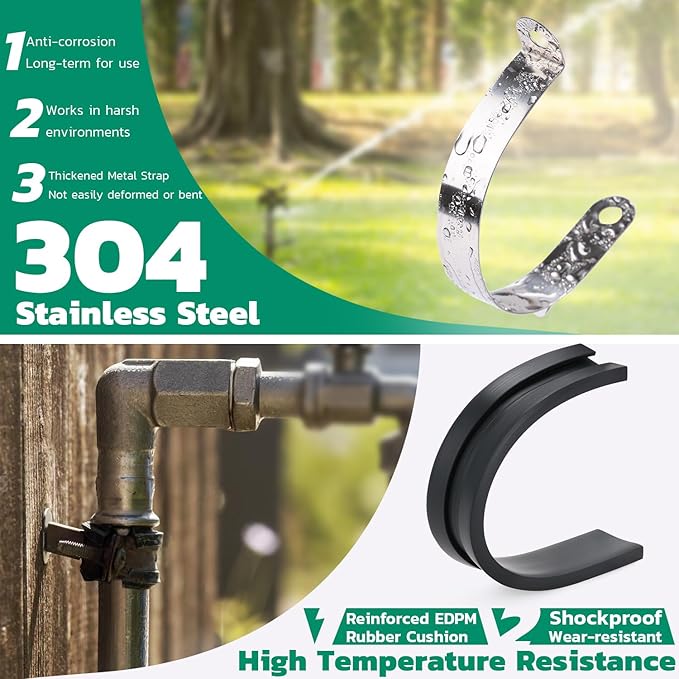 68PCS Cable Clamps Assortment Kit,7 Sizes Stainless Steel Rubber Coated Cushioned Insulated Cable Clamps-Metal Wire Clamps,Pipe Clamps for Tube,Lines