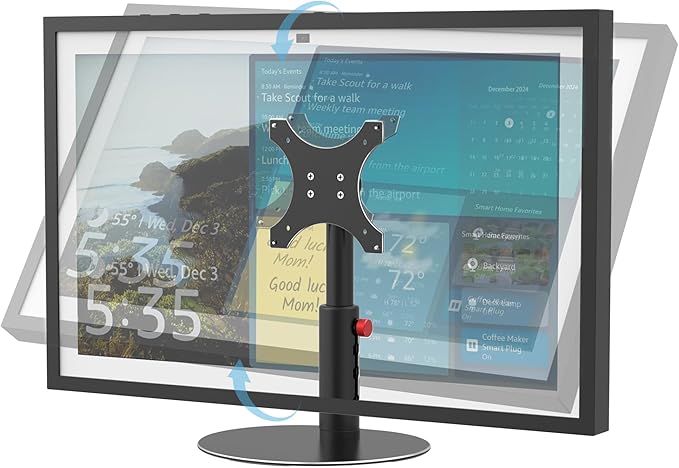 Almoz Sturdy Stand Compatible with Echo Show 21, Show 15 (All Generations) with Adjustable Tilt, 4 Height Levels, Flexible Viewing and Solid Support for Show 15 2nd Gen (Basic-Black)