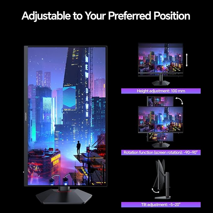 KOORUI Gaming Monitor, 27" Fast IPS Computer Monitor, 320Hz QHD HDR400 Display, PIP/PBP Mode 1ms PC Screen, 98% DCI-P3 Color Gamut, Adaptive Sync, VESA Mountable, HDMI 2.0, DP 1.4, G2721E