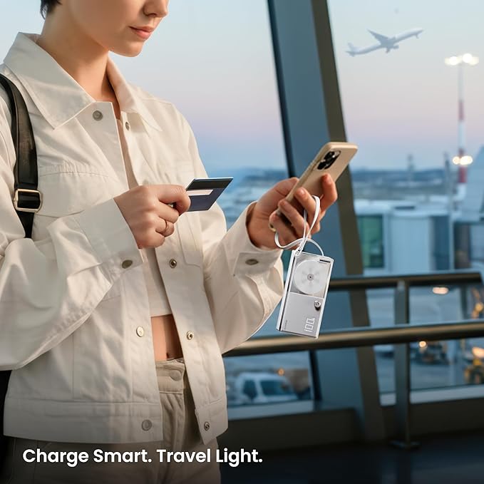 3 in 1 Portable Charger Power Bank 10000mAh with Built-in Retractable Cables and Foldable Wall Plug, 30W Max Travel Essentials Battery Pack Fast Charging Powerbank for iPhone 17 16 15 14 Pixel