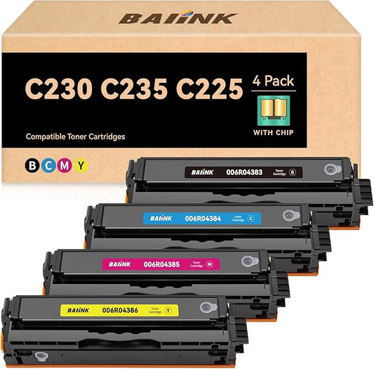 C230 C235 C225 Toner Cartridge (with Chip) Replacement for Xerox C230 C235 C225 006R04383 006R04384 006R04385 006R04386 Compatible with Xerox C230DNI 235DNI Printers