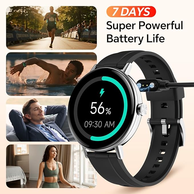 Smart Watches for Men/Womem,1.27" HD Fitness Watch Answer/Make Call, Heart Rate/Sleep/SpO2，Round Smart Watch for iPhone/Samsung/Android,IP68 Waterproof，110+ Sport Mode-Black(2 Bands)