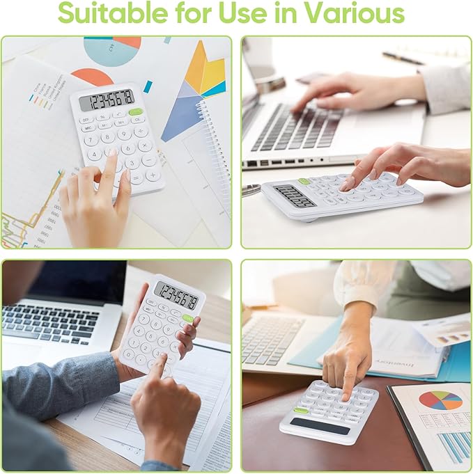 Basic 4 Function Calculator for Students and Office: Small, Portable, and Easy-to-use - Suitable for School and Office Essentials(White)