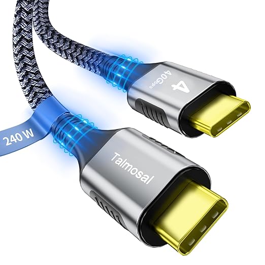 240W for Thunderbolt 4 Cable 4 ft, Support 8K@60Hz, 4K@144Hz 40Gbps/240W PD Charging for iPhone 17, USB4, Mac mini M4 / M4 Pro, MacBook Pro, Docking, eGPU, SSD, Surface Pro