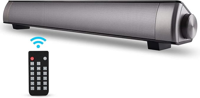 TOPROAD Sound Bar | Soundbar Wired and Wireless Bluetooth 5.0 Speaker | Built in Mic | for Cell Phone/Tablet/Projector and Support TV with AUX/RCA Output