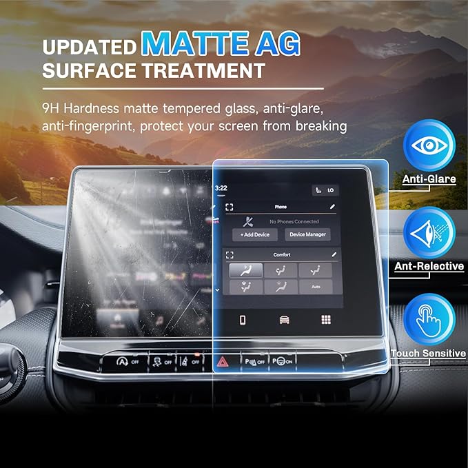 SXCY for 2025 Jeep Compass Anti-Glare Matte Screen Protector 10.1 Inch for 2022-2025 Compass Accessories Navigation Screen Protector 9H Tempered Glass