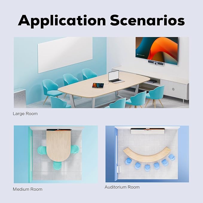 4K Dual-Eye PTZ Camera, 12x Optical and 16x Digital Zoom, Auto Focus, Noise Reduction, AI-Powered Tracking, 3-Mics 20ft Voice Pick-up Range, Works with Microsoft Teams & Zoom & Google Meet (UC P30)