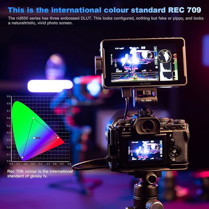 VILTROX DC 550 Pro 5.5" Camera Monitors for DSLR Touchscreen Field Monitor 4K HDMI Video External Monitor mit Hood for Sony Canon Nikon 1200nit 3D LUT Focus Peaking Histogram False Colours