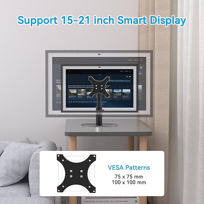 Almoz Sturdy Stand Compatible with Echo Show 21, Show 15 (All Generations) with Adjustable Tilt, 4 Height Levels, Flexible Viewing and Solid Support for Show 15 2nd Gen (Basic-Black)