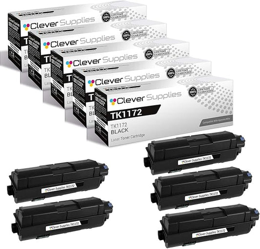 CS Replacement Toner Cartridge Compatible with Kyocera-Mita TK1172 Black ECOSYS M2040dn, ECOSYS M2540dw, ECOSYS M2640idw Black 5 Pack
