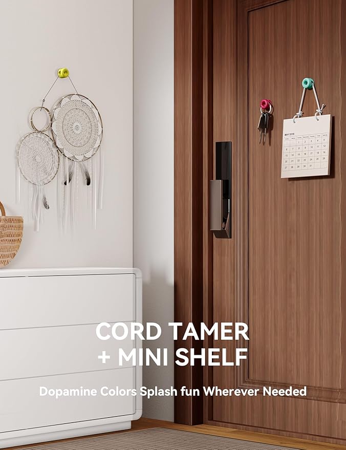 8Pack Cord Organizer JOYROOM Cable Clips [1s Side-Snap Lock] Silicone Cord Holder Cable Management, Adhesive Cord Clips Phone Charger Wire Keeper, Office Workspaces Desk Organization Home Accessories