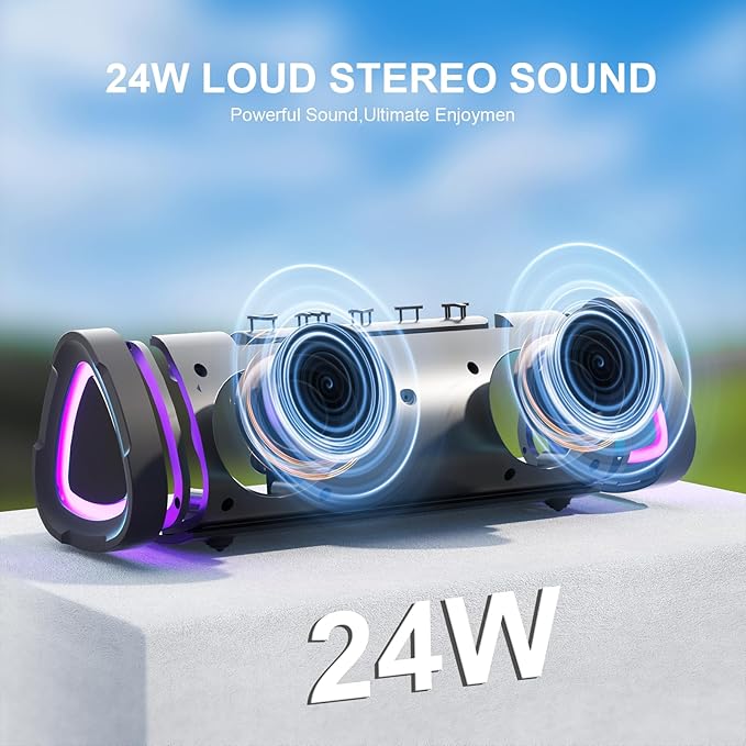 Vanzon Bluetooth Speakers, V40 Wireless Portable Bluetooth Speaker with TWS Dual Pairing, 24W Stereo Sound and 24H Playtime, IPX7 Waterproof Bluetooth Speaker for Home and Outdoor