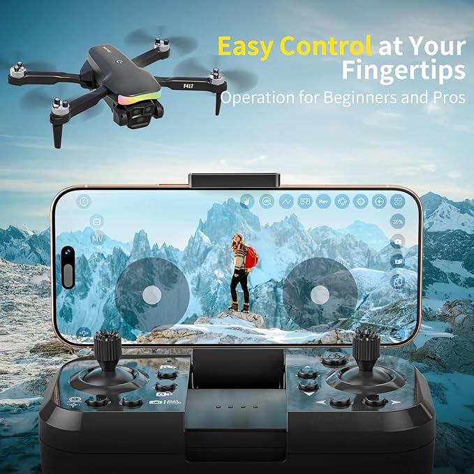 Mini Drone with 1080P Camera for Adults,RGB LED Light FPV Drone Quadcopter for Beginners,One Key Take Off/Land Altitude Hold,Optical Flow Positioning Gravity Gesture Control,toys for kids boy girl