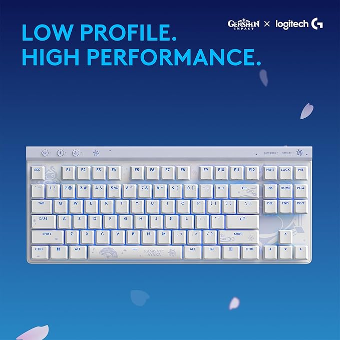Logitech G515 Wireless Gaming Keyboard TKL, Low Profile, Kamisato Ayaka Special Edition, LIGHTSYNC RGB, Thin Tenkeyless Design, Double-Shot PBT Keycaps, Tactile Brown Mechanical Switches