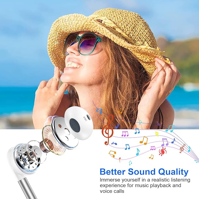 Type C Headphones Wired Earbuds Ear Buds for iPhone 17 Pro Max Air 16 Pro Max 16e 16 Plus/Pro 15 Plus/Pro USB C In-Ear Headphones Wired USBC iPhone 17 Earbuds Earphones Headsets with Microphone,2 Pack