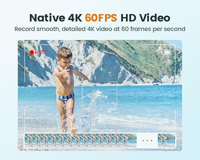 4K60FPS Action Camera Touchscreen, 40M Waterproof Underwater Camera with 64G SD Card, 6-Axis Stabilization Motorcycle Camera 8X Zoom with 2.4G Remote Control 2 * 1350 mAh Batteries
