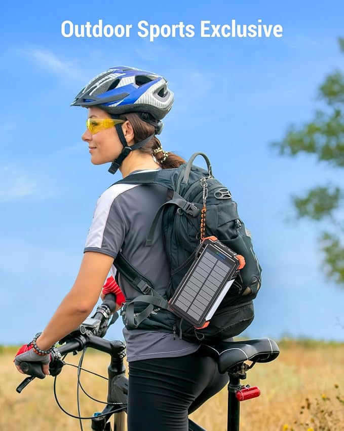 BLAVOR 45W Power Bank Solar Charger Built in Cables, 20000mAh Wireless Portable Charger with USB C, PD QC Fast Charging Waterproof Battery Pack for Cell Phone, Camping Light & Compass for Outdoor Use