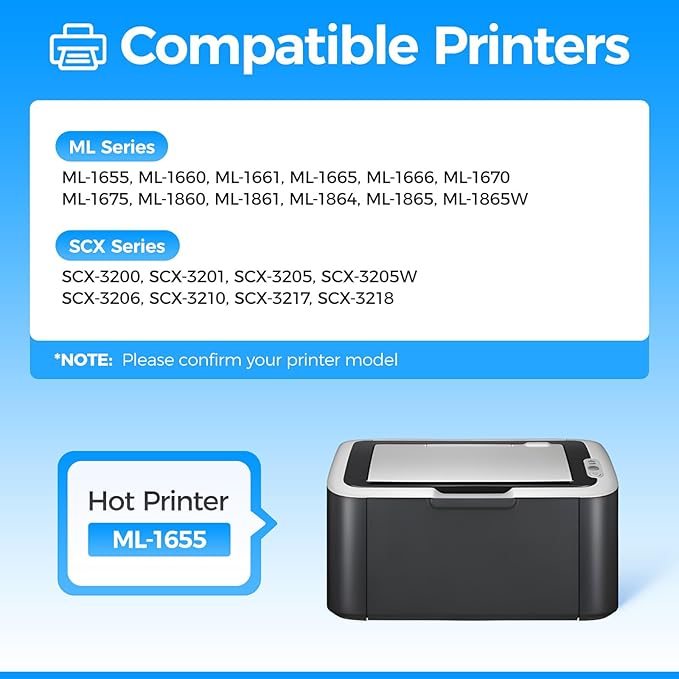 MLT-D104S Toner Cartridge Black 2-Pack High-Yield Replacement for Samsung MLT-D104S D104S 104S Compatible with Samsung ML-1660 ML-1665 ML-1675 ML-1860 ML-1865W SCX-3200 SCX-3205 SCX-3217 Laser Printer