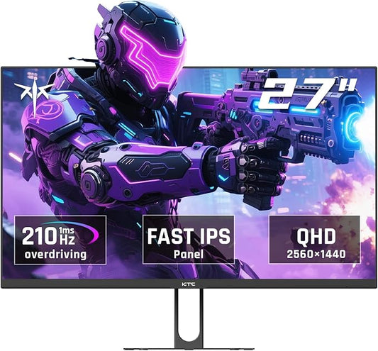 KTC 27 Inch QHD Gaming Monitor, 2K 200Hz Up to 210Hz 1ms Fast IPS Computer Monitor, HDR400, 1440P with Adaptive Sync, Built-in Speakers, HDMI Displayport, Tilt Adjustment, VESA Compatible, H27T22C-3