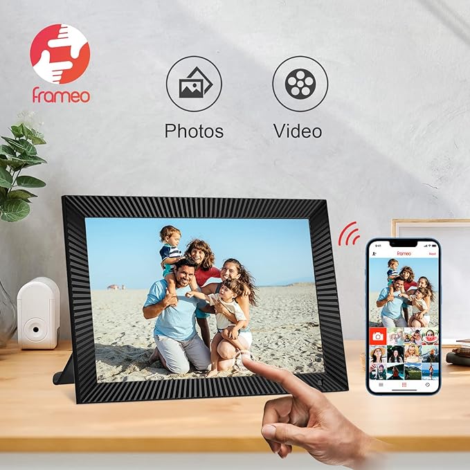 32GB FRAMEO 10.1 Inch Smart WiFi Digital Photo Frame 1280x800 IPS LCD Touch Screen, Auto-Rotate, Motion Sensor, Share Moments Instantly via Frameo App from Anywhere