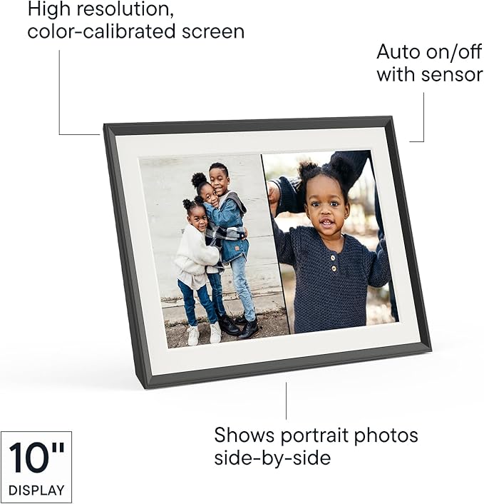 Aura Digital Picture Frame - 10.1" HD Mat Display | Wirecutter's Best Digital Frame for Gifting - Send Photos Directly from Your Phone from Anywhere | Quick & Easy Setup Over WiFi - Free App | Black