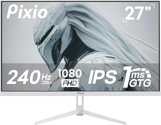 Pixio PX279 Wave White 27 inch 240Hz Refresh Rate FHD 1080p Resolution Fast IPS Panel 1ms GTG Resonse Time Gaming Monitor with Adaptive Sync
