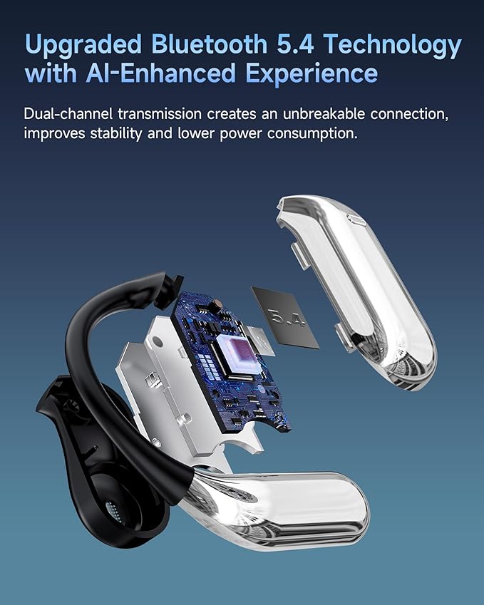 CoolJumper AI Translating Earbuds Real Time 3 in 1 Translation Headphones 144 Languages & Accents, Ultra Open Ear Headphones Bluetooth 5.4 for Bussiness Travel Learning - Silver Black