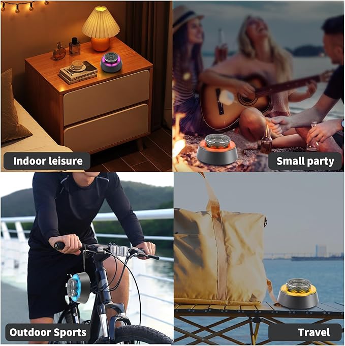 Bluetooth Shower Speaker, IP67 Waterproof Wireless Speaker with Colorful LED Lights, True Wireless 3D Stereo Sound, Portable Outdoor Speakers for Beach, Pool, Kayak, Travel, and Home Use (Grey)