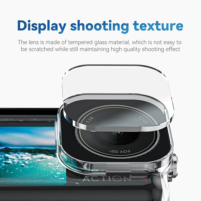 TELESIN Waterproof Case for DJI Action 5 Pro Action 4/3 Camera, with Anti-Fog Underwater Housing Shell Cage Supports 45M/148FT Deep Diving Scuba Snorkeling Swimming with Quick Release Screw