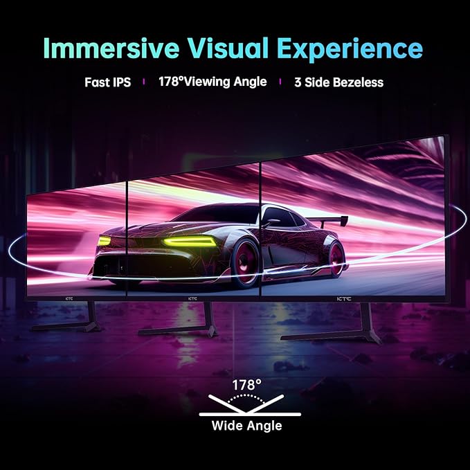 KTC 24 inch Monitor, Fast IPS 1080p 144Hz 165Hz 1ms, 125.25% sRGB, HDR, Borderless Gaming Monitor PC Monitor, FreeSync Premium & G-Sync, HDMI 2.0x2, DP1.4x2, Vesa Support, Eye Care for Gamers