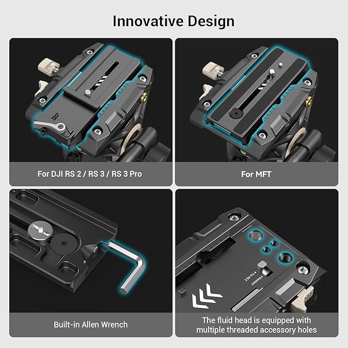 SmallRig AD-01 Video Tripod, 73" Heavy Duty Tripod with 360 Degree Fluid Head and Quick Release Plate for DSLR, Camcorder, Cameras 3751