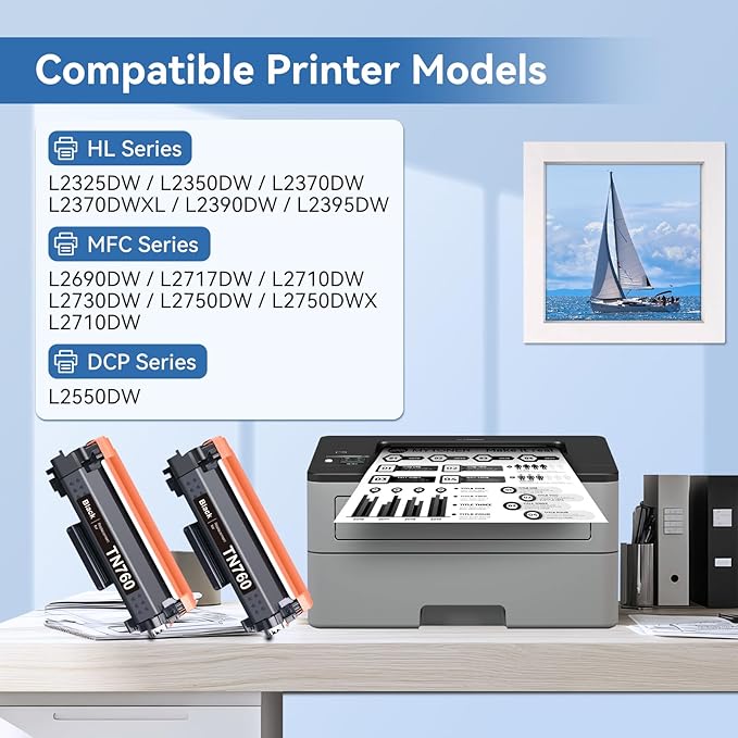 MYTONER Remanufactured Toner Cartridge Replacement for Brother TN760 TN730 TN-730/TN-760 Black High Yield for MFC-L2690DW MFC-L2710DW MFC-L2717DW HL-L2350DW HL-L2395DW MFC-L2750DW Printer, 2-Pack