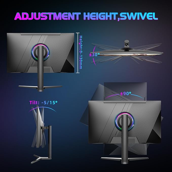 32 Inch Gaming Monitor QHD (2560 x 1440) 2K IPS Panel, 165Hz, 1ms GTG, sRGB 100%,Freesync, HDR10, VESA Mountable,Displayport, HDMI, Height/Tilt/Swivel/Pivot Adjustment, PC Monitor for Gamers