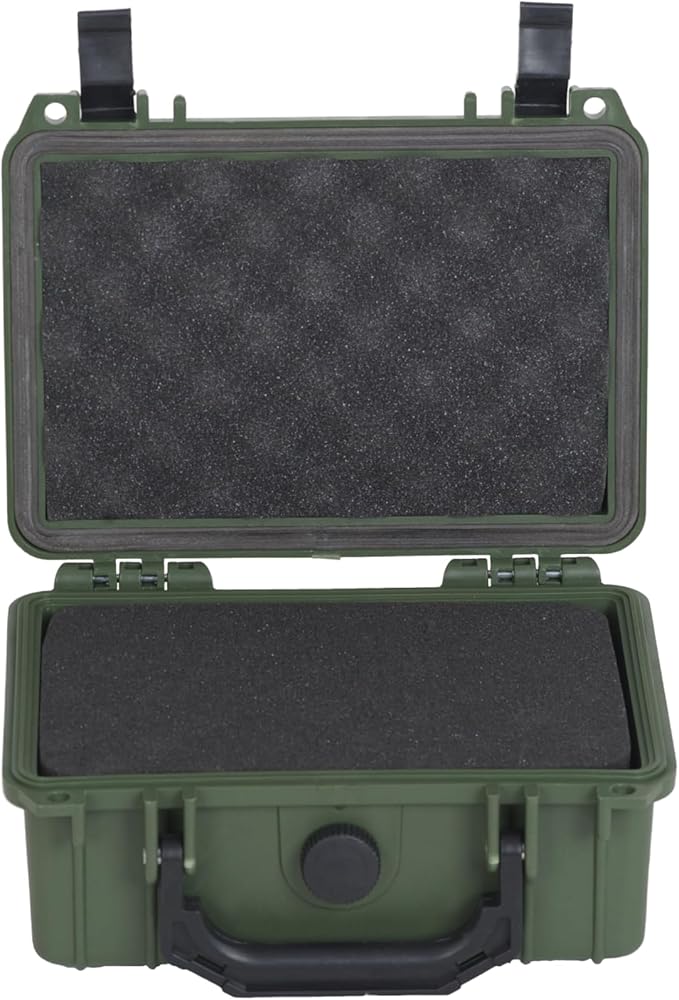 MEIJIA IP67 waterproof hard compact case,Customizable Fit Foam,8.12”x6.56”x 3.56”,Fit Use of Drones, Cameras,Equipments,lens (Green)