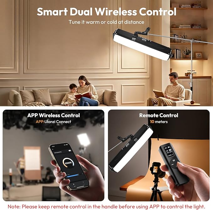 Ulanzi AL120 Inflatable Tube Light - 120W LED Video Light with Remote, 2700K-6500K CRI≥96 10 Effects Bi Color Portable Soft Box Light Fill Light for Photography/Video/Photo/Live Stream/YouTube