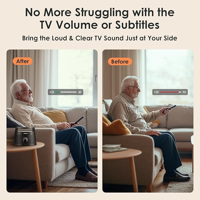 SIMOLIO 621D Plus Wireless Speakers for TV for Seniors - Bluetooth TV Speakers for Hard of Hearing, Elderly, 3 EQ Modes, Dialog Enhancer, Portable Speaker for TVs, 164ft Range, Bluetooth Connectivity