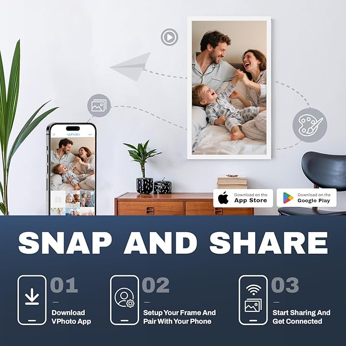 Large Digital Picture Frame 27 inch, 1920x1080 FHD IPS WiFi Digital Photo Frame with Remote, 32GB Storage, Auto-Rotate, Instantly Share Photo/Video via Apps/Email, USB/Mirco SD, White