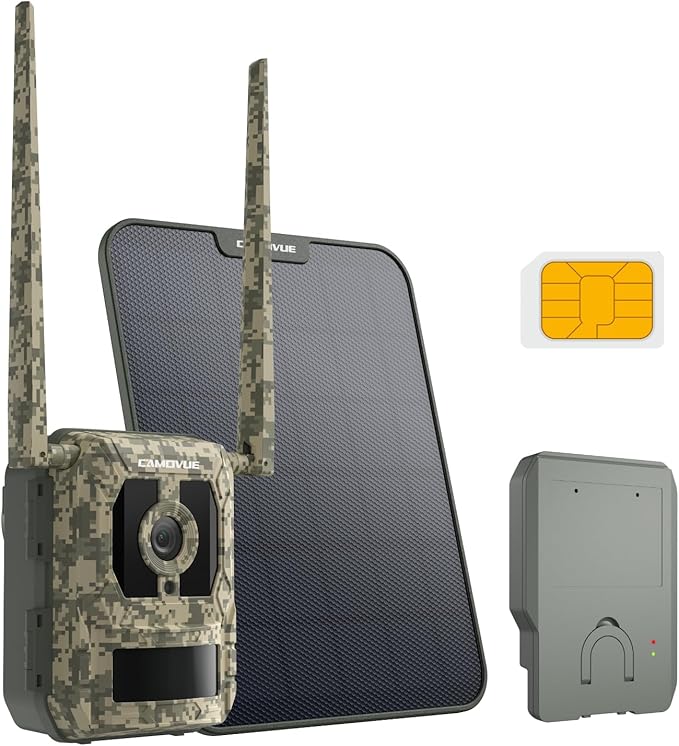 True 4K 4G LTE Cellular Hunting Camera Outdoor +Battery Pack+6W Solar Panel, 0.2s Trigger Speed, Game or Trail Camera with GPS, Non-Glow IR, SIM Card, Motion Capture, Talon Pro+BP-10+SP-10