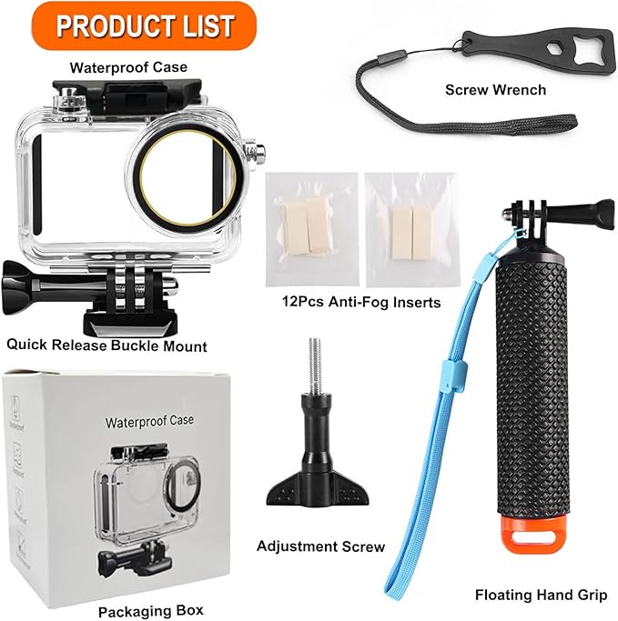 BO&DQQ Underwater Waterproof Case Compatible with DJI Osmo Action 5 Pro/Action 4/Action 3, 164FT/50M Dive Diving Housing Cover Shell with Camera Handle Mount Accessories Kit