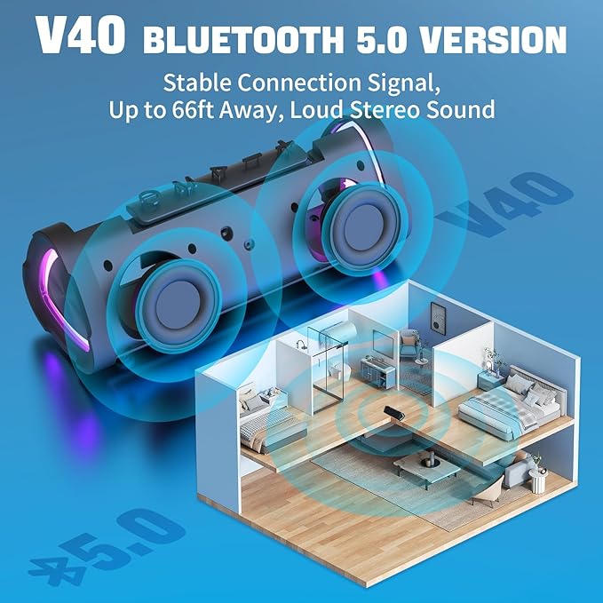 Vanzon Bluetooth Speakers V40 Portable Wireless Speaker V5.0 with 24W Loud Stereo Sound, TWS, 24H Playtime & IPX7 Waterproof, Suitable for Travel, Home&Outdoors,Hij-Purple