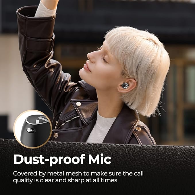 SoundPEATS Free2 Classic Wireless in Ear Earbuds, 30Hrs Playtime Headphones, Bluetooth V5.1 Earphones, Built in Mic for Clear Calls, Touch Control, Single/Twin Mode, Stereo Sound