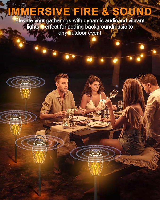 Vanten Outdoor Bluetooth Speakers, Bluetooth 5.0 Led Flame Speaker, IPX5 Waterproof Flame Torch Atmosphere Speaker, Patio Speakers Gifts for Men Women, Decorations for Party Garden Home