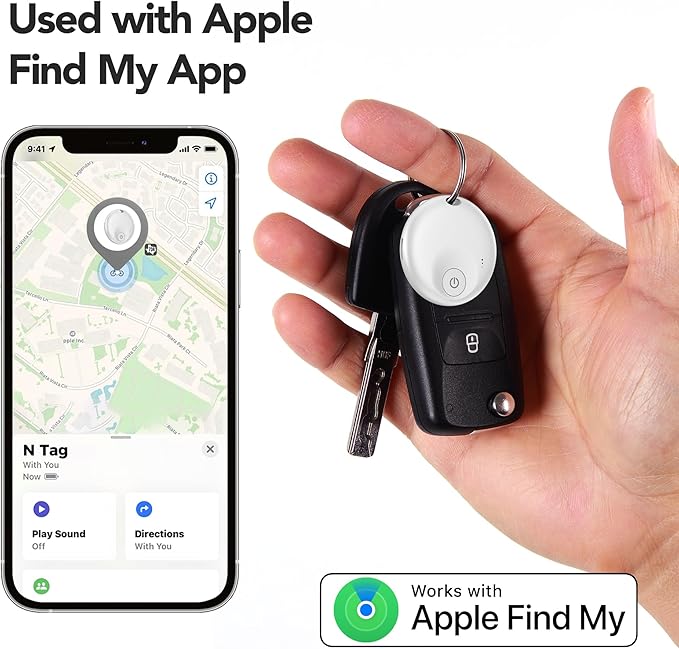 Air Tracker Tags-4 Pack, Smart Bluetooth5.3 Tracker, Item Finder Work with Apple Find My, Trakcer Tag Locator for Keys, Luggage, Backpack, Suitcase, Pets, 120dB Sound(White)