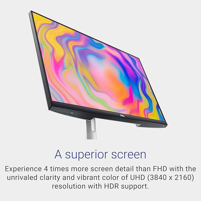 Dell S2722QC Monitor - 27 inch 4K USB-C , UHD (3840 x 2160) Display, 60Hz Refresh Rate, 8MS Grey-to-Grey Response Time, Built-in Dual 3W Speakers, 1.07 Billion Colors - Platinum Silver