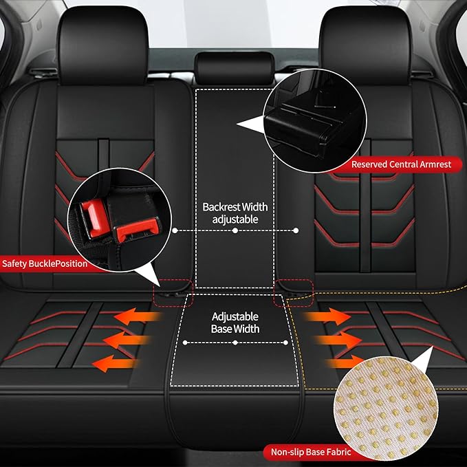 TTX LIGHTING Car Seat Covers Full Set Fit for Kia Sportage 2009-2026 Waterproof Leather 5 Seat Covers Automotive Seat Cushion Seat Protectors with Airbag Compatible (5 Seats, Redline)