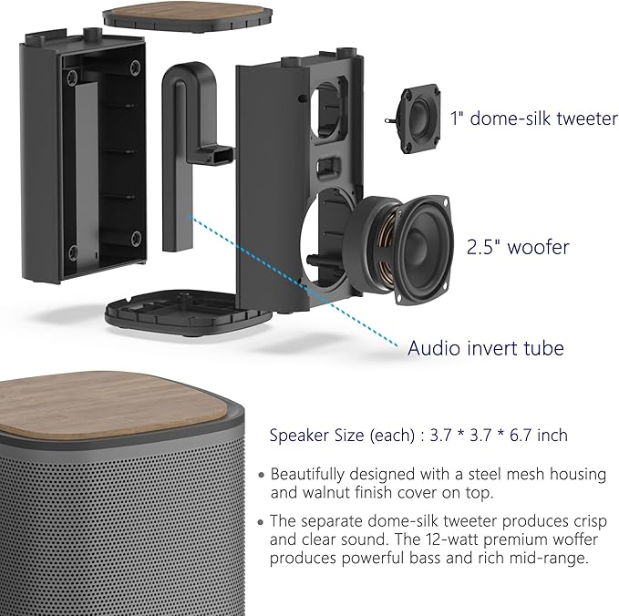 KEiiD Bluetooth Computer Speakers with Wireless Touch Control Pod for PC Laptop/Desktop Wireless Stereo Gaming Speakers, 4 EQ Modes, Aesthetic Style, 2024 New Model