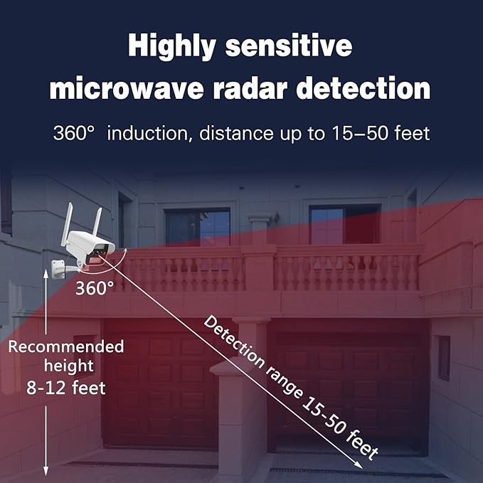 Solar Fake Security Camera with Motion Sensor Light&Audio& Sound&Doorbell for Outdoor, Decoy Simulated Dummy Surveillance Cameras for Outside, IP54, Warning Sticker Included (Solar+Battery)