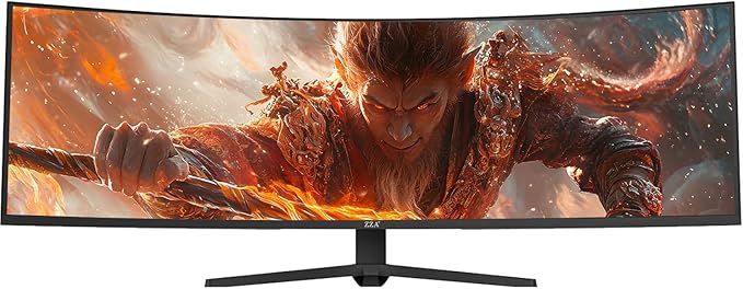 ZZA 49" Curved Gaming Monitor 144/165Hz Ultrawide 32:9 DFHD 3840 x 1080P,Ultrawide Monitor, 1500R, 120% sRGB, HDMI 2.1 & DP 1.4, Height Adjustable