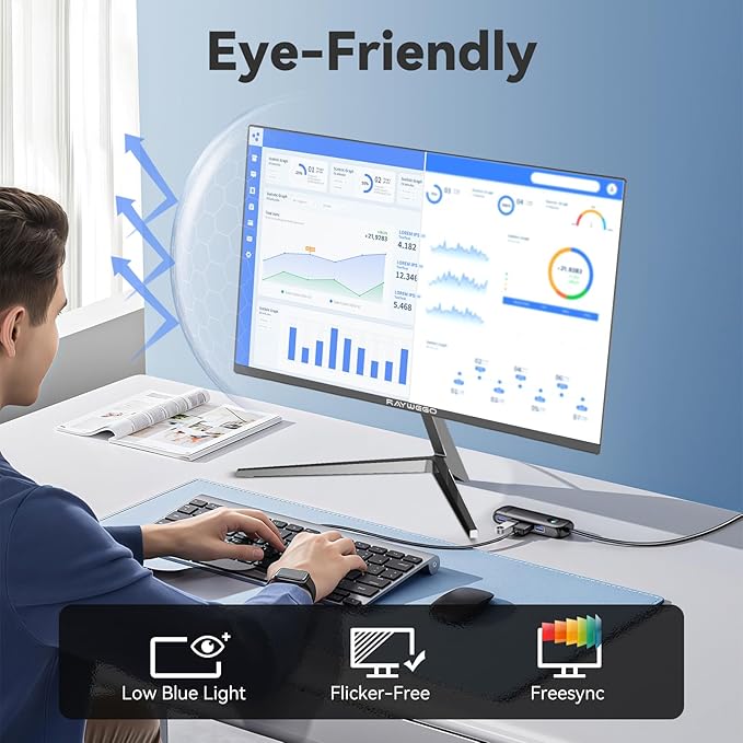 27 inch 1800R Curved Monitor 100Hz Computer Monitor 1080p Monitor,4000:1 Contrast Ratio,Three-Sided Slim Bezels,Blue Light Filter Tilt & VESA for Home Office Working((DP1.2 & HDMI2.0)