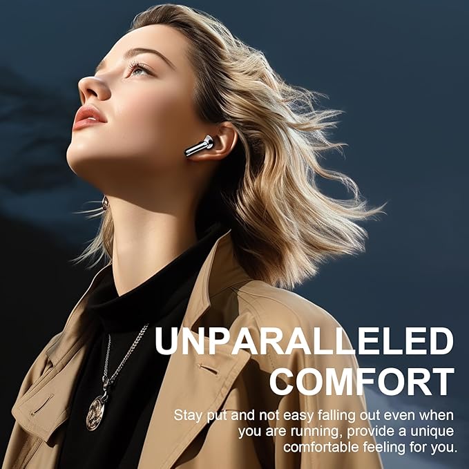 Wireless Earbuds Bluetooth Headphones Noise Cancelling, Bluetooth 5.4 Ear bud with Dynamic Drivers Stereo, 40H Playtime Sports Earphones Wireless Waterproof with LED Power Display for Laptop Pad Phone